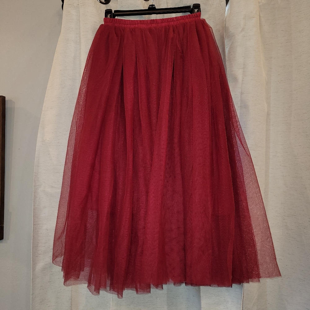 Red tulle skirt
